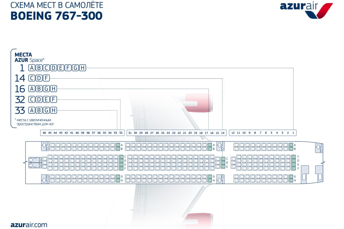 Боинг 767 азур эйр схема салона