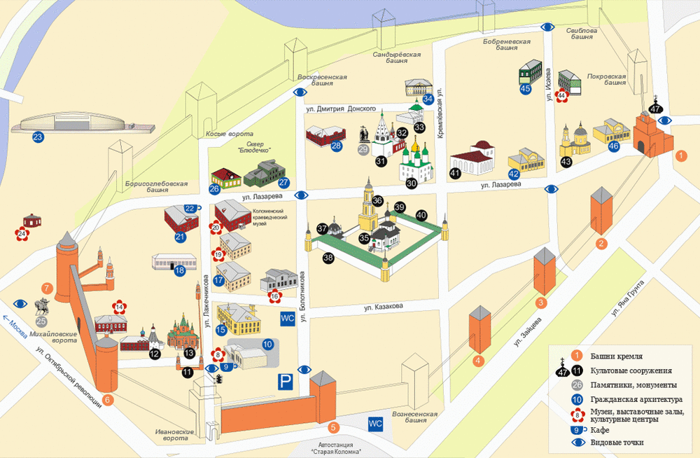 Коломенский кремль. гостиницы рядом, сайт, адрес, схема, фото, видео, как добраться