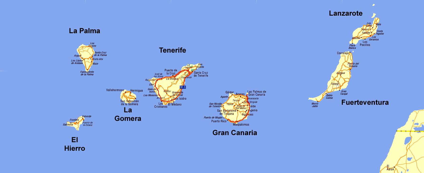 Канарские острова на карте мира, их особенности и отличия