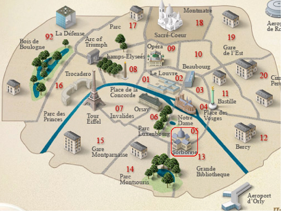 Карта парижа. Схема достопримечательностей Парижа. Карта Парижа на французском языке. Округа Парижа с достопримечательностями карта. Туристическая карта Парижа.