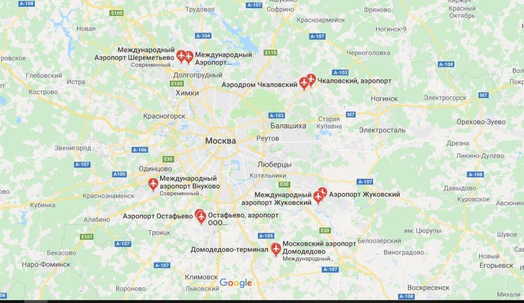 Аэропорты москвы на карте города, московской области. список, расположение метро