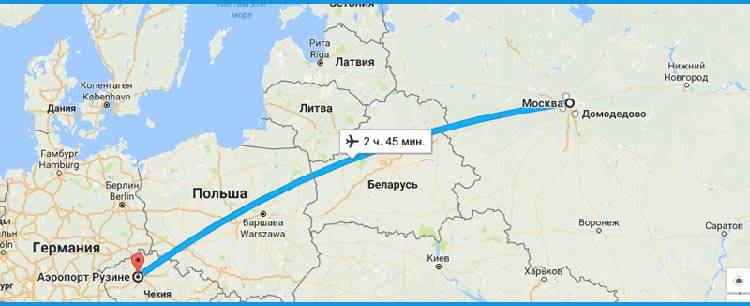 Расстояние между москвой и калининградом на самолете