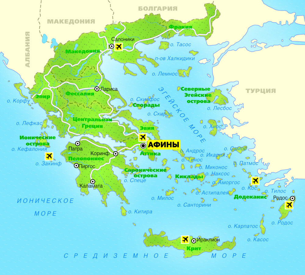 Карта греции на русском языке | греция - ελλάδα