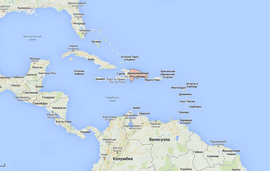 Доминикана на карте мира, удивительная страна солнца и танцев