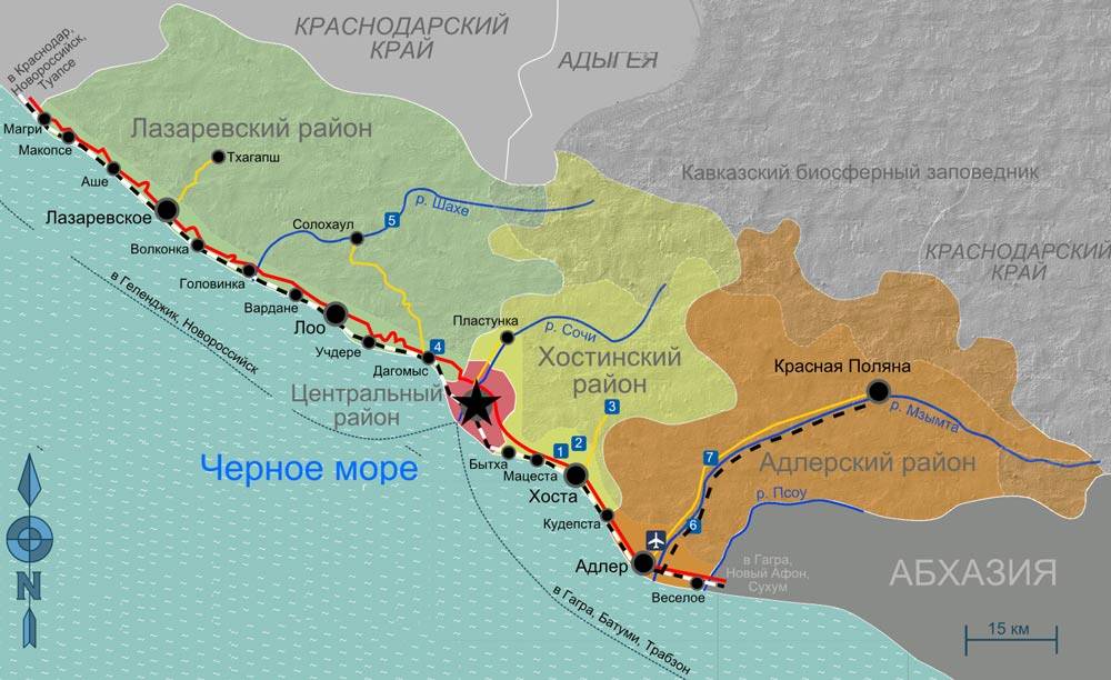 Карта сочи подробная с городами и поселками