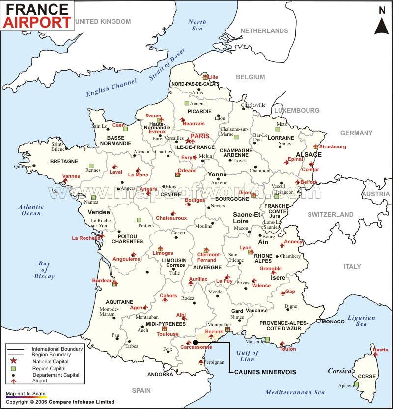 Международные аэропорты франции на карте