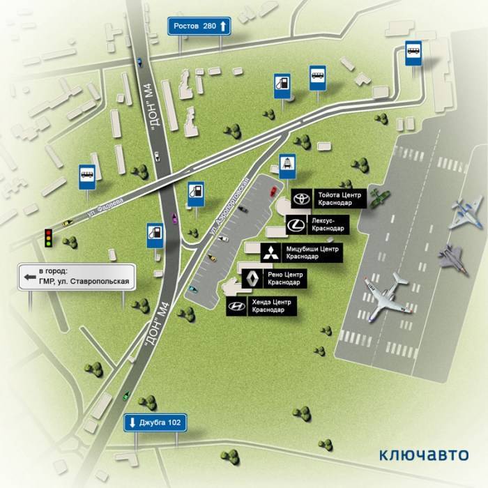 Карта-схема дорог аэропорт краснодар