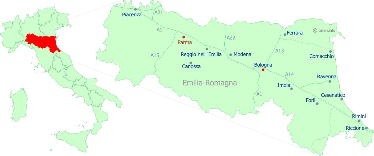 Парма Италия — город на карте, достопримечательности