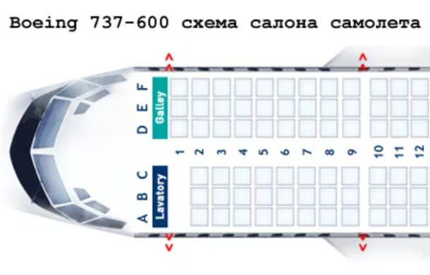 Схема салона и лучшие места в самолете boeing 737-500 авиакомпании utair