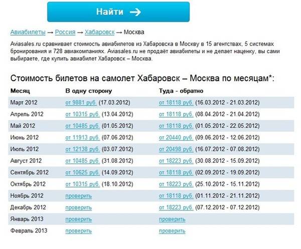 хабаровск москва авиабилет цена