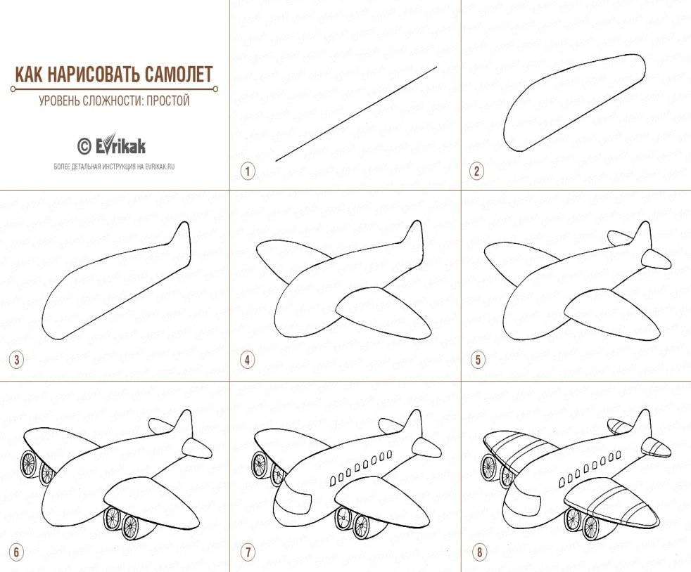 Как нарисовать самолет 7 лет