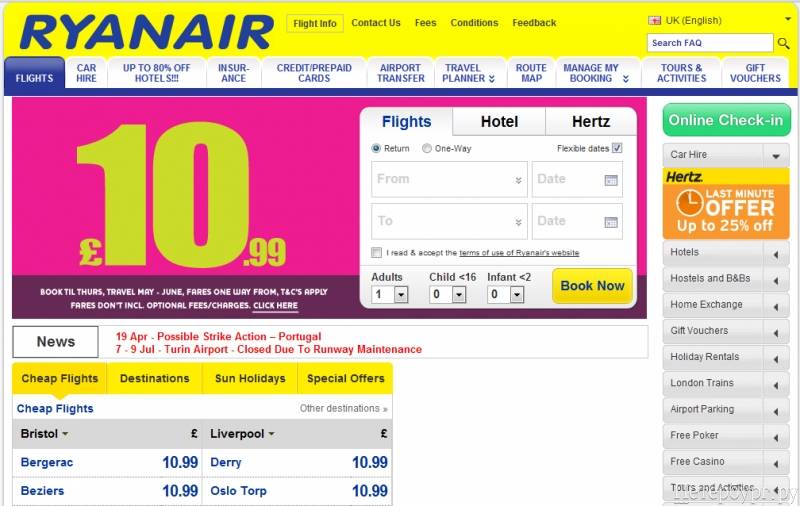 Ryanair (рейнэйр): обзор авиакомпании-лоукостера, официальный сайт ирландских авиалиний и его аналог на русском языке, стоимость авиабилетов