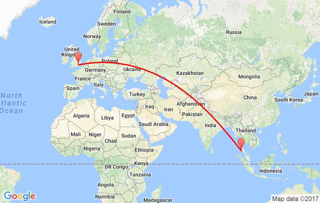 Расстояние от москвы до пхукета на самолете в милях
