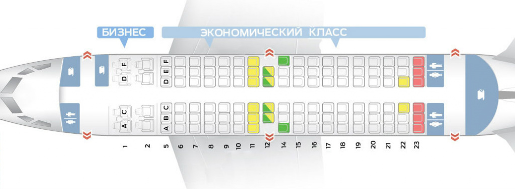 Схема расположения мест во всех самолетах авиакомпаний россии