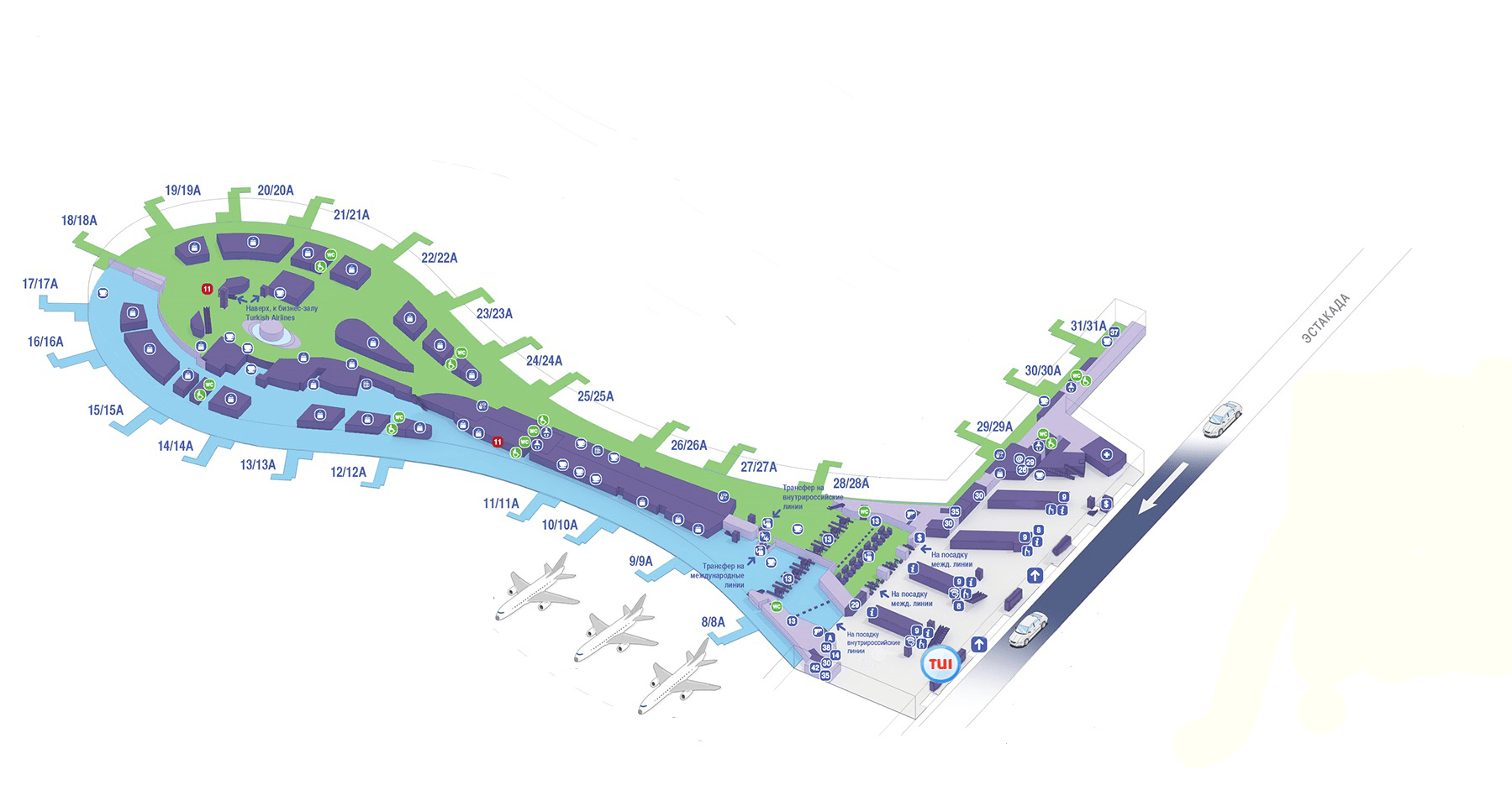 Аэропорт внуково терминал a,b,d на схемах