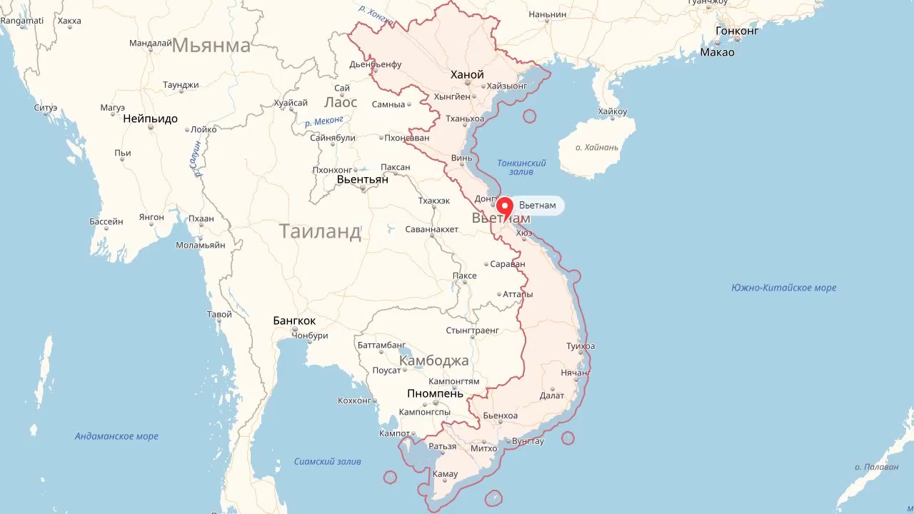 Вьетнам на карте