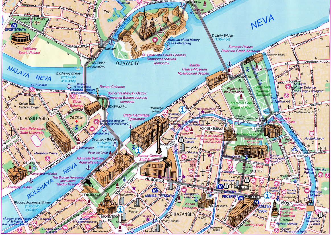 Карта достопримечательностей санкт-петербурга: 10 основных мест для посещения