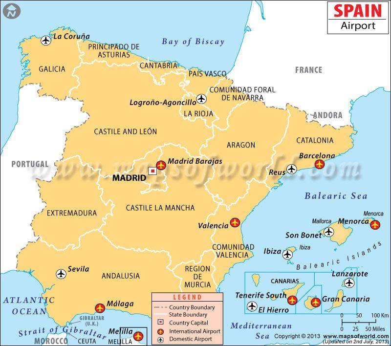 Аэропорты испании. список всех аэропортов испании