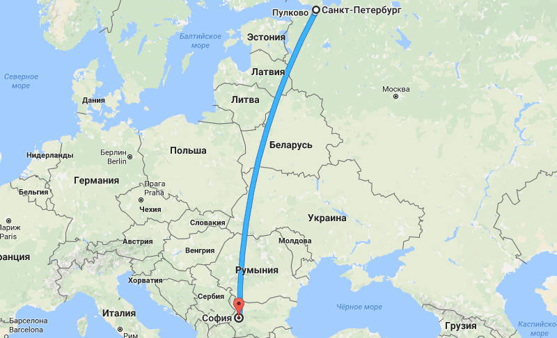 Сколько лететь из Санкт-Петербурга до Болгарии