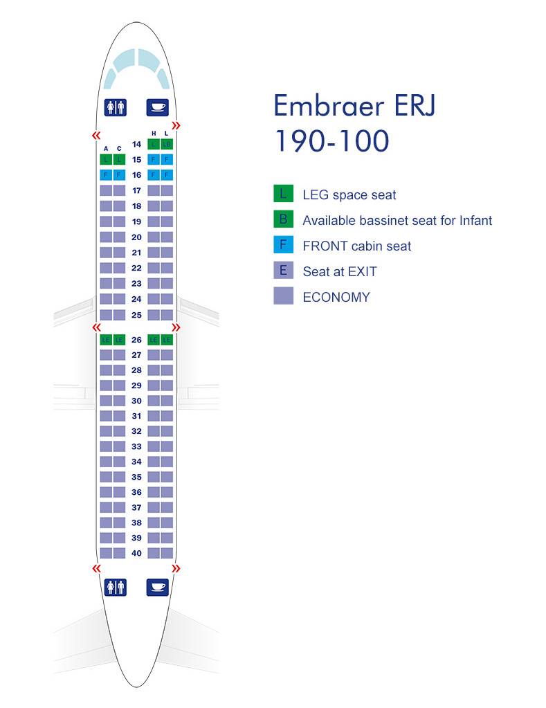 ✈ embraer 190: нумерация мест в салоне, схема посадочных мест, лучшие места