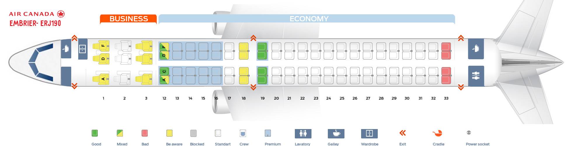 Все о салоне embraer 190: схема расположения лучших мест в самолете