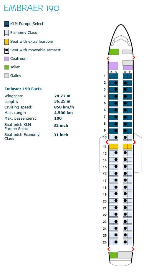 Самолет embraer 190 схема салона лучшие места