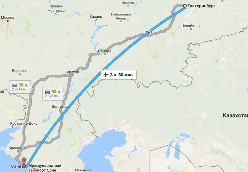 Расстояние от санкт-петербурга до сочи