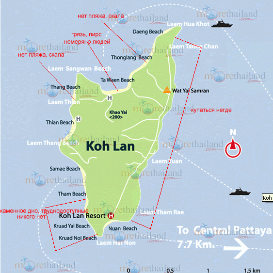Остров ко лан (ларн) — один из самых больших островов в тайланде (koh larn)
